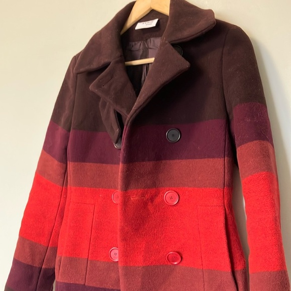 Akris Punto Colorful Striped Wool Double Breasted 
Coat Jacket - Picture 3 of 8
